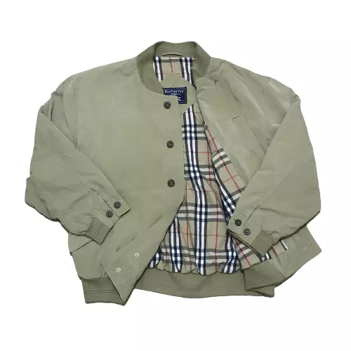 VINTAGE BURBERRY Bomber Jacket winter nova Check cotton mens GREEN OLIVE size XL