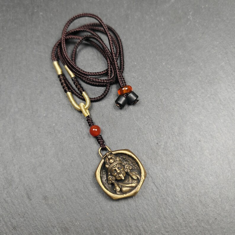 Double Faced Drashi Lhamo Amulet Vintage Tibetan Buddhist Pendant Zashi Lhamo