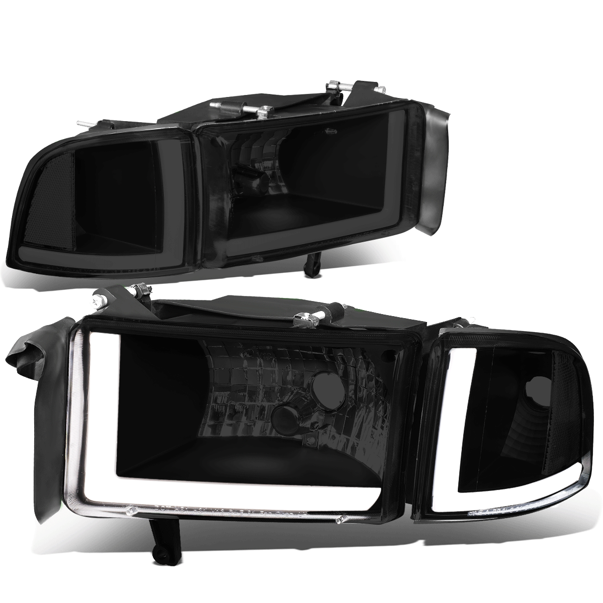 94-02 Dodge Ram LED DRL Smoked Clear Corner Headlights & Lamps  