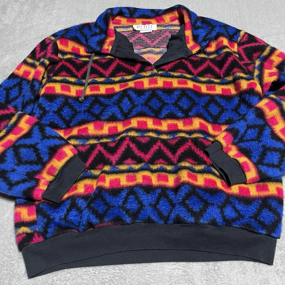 Chaqueta polar vintage para mujer pequeña mediana navajo azteca geométrica suroeste Foto 2 de 4