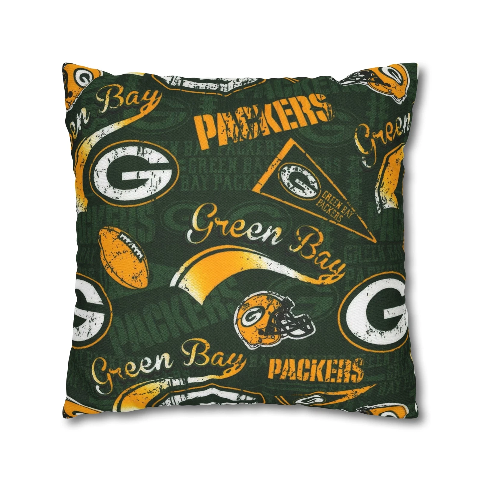 Green Bay Packers Spun Square Throw Pillow