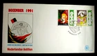 1991 DECEMBER SET WITH TAB ON FDC NEDERLAND NETHERLANDS ANTILLEN K2