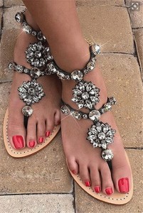 rhinestone beach sandals
