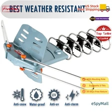 HDTV Digital Antenna Outdoor Amplified for 5 TV UHF VHF FM Pole 360 Rotor 150 Mi