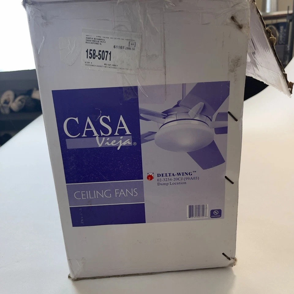 52" Delta-Wing Modern indoor Outdoor Ceiling Fan Led Light Remote Nickel Walnut - Image 2 of 4