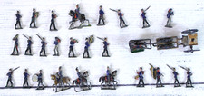 Vintage Hand Painted Lead Soldiers Cavalry Horse Drawn Wagon 27 Pcs