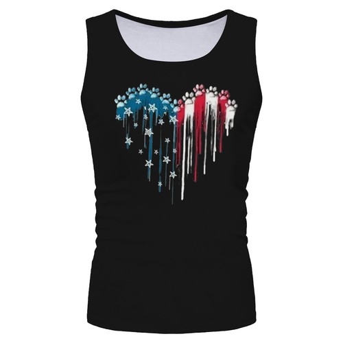 Men's Vest Top Independence Day Flag Printed Casual Shirt Sleeveless Tank Tee - Picture 15 of 141