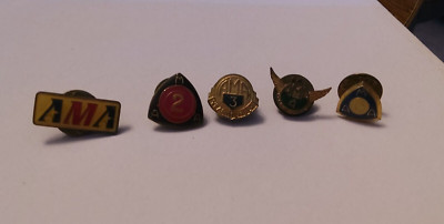 Lot of 5 Vintage AMA Pins / Pinbacks; including 2, 3, 4 & 5 Year Member; 1980's