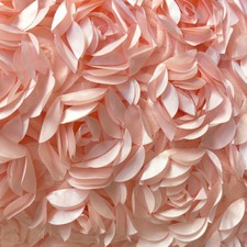 Peach 3D Floral Fabric, Peony Bouquet,Coral Pink Rosette on Tulle by the Yard