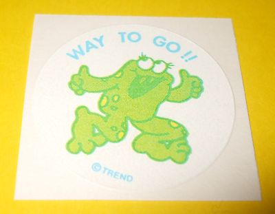 VTG 80s TREND Scratch & Sniff SPEARMINT Scent MATTE Sticker, WAY TO GO Frog Toad