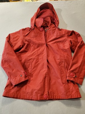 LL Bean Rain Jacket Men's XS Women's Medium Red Vortex Hood Zipper 