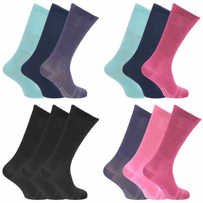 3 Paar extra breite Damen-Diabetiker-Damensocken Bambus UK 4-8