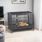 37 inch Dog Crate Metal Dog Kennel with Removable Tray and Door for Large Dog