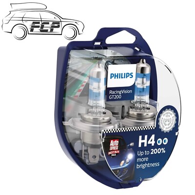 Philips Racing Vision GT200 Car Headlight Bulbs H4 (Twin) 12342RGT200