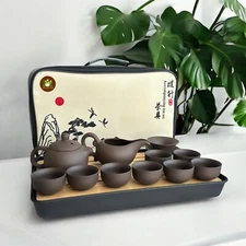 Golden Sip Tea Set Clay Traditional Chinese Tea Ceremony Travel Set Teaware