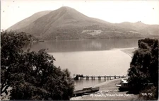 Vintage RPPC Postcard Boat Dock and Mt. Knacti Clear Lake California CA    20681