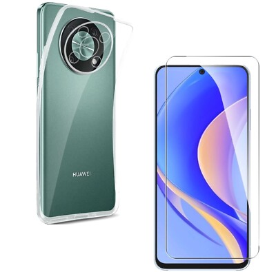 HANDY SCHUTZ HÜLLE TPU + DISPLAY GLASFOLIE SCHUTZGLAS Für HUAWEI NOVA Y90 Y 90