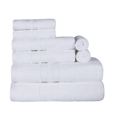 Ultra Soft Cotton Quick Drying Solid Absorbent 500 GSM 8 Piece Towel Set