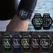 SKMEI Mens LED Digital Analog Alarm Waterproof Sport Army Watch Wristwatch New