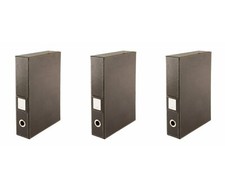 OSCO Brown Faux Leather Box File | 3 Pack | Document Storage | Paperwork Archive