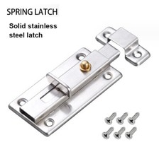 Stainless Steel Auto Spring Latch Slide Sliding Door Lock Locking Bolts  Screws