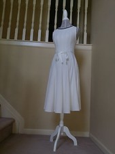 NWT Carina White Stretch Textured Sleeveless Fit-and-Flare Ladies Dress Sz. M