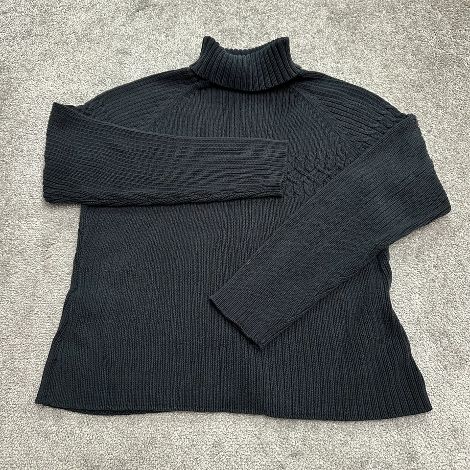 Suéter Sonoma Cuello Alto Mujer Grande Negro Acrílico Algodón Tejido Informal Pullover Foto 2 de 4