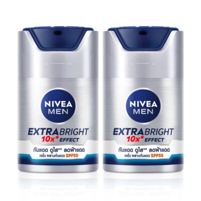 2X Nivea Men Extra Bright Serum Even Skin Tone Refined Pores Whitening 50ML