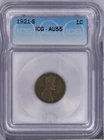 1921-S Lincoln Wheat Cent 1c ICG AU55