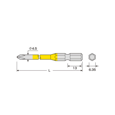 ANEX Color Screwdriver Bit Mag +2x65mm ACMD5-2065 5pcs conform JIS