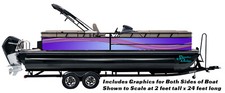 Purple Teal Pink Blue Waves Abstract Wrap Kit Decal Fishing Boat Vinyl Pontoon