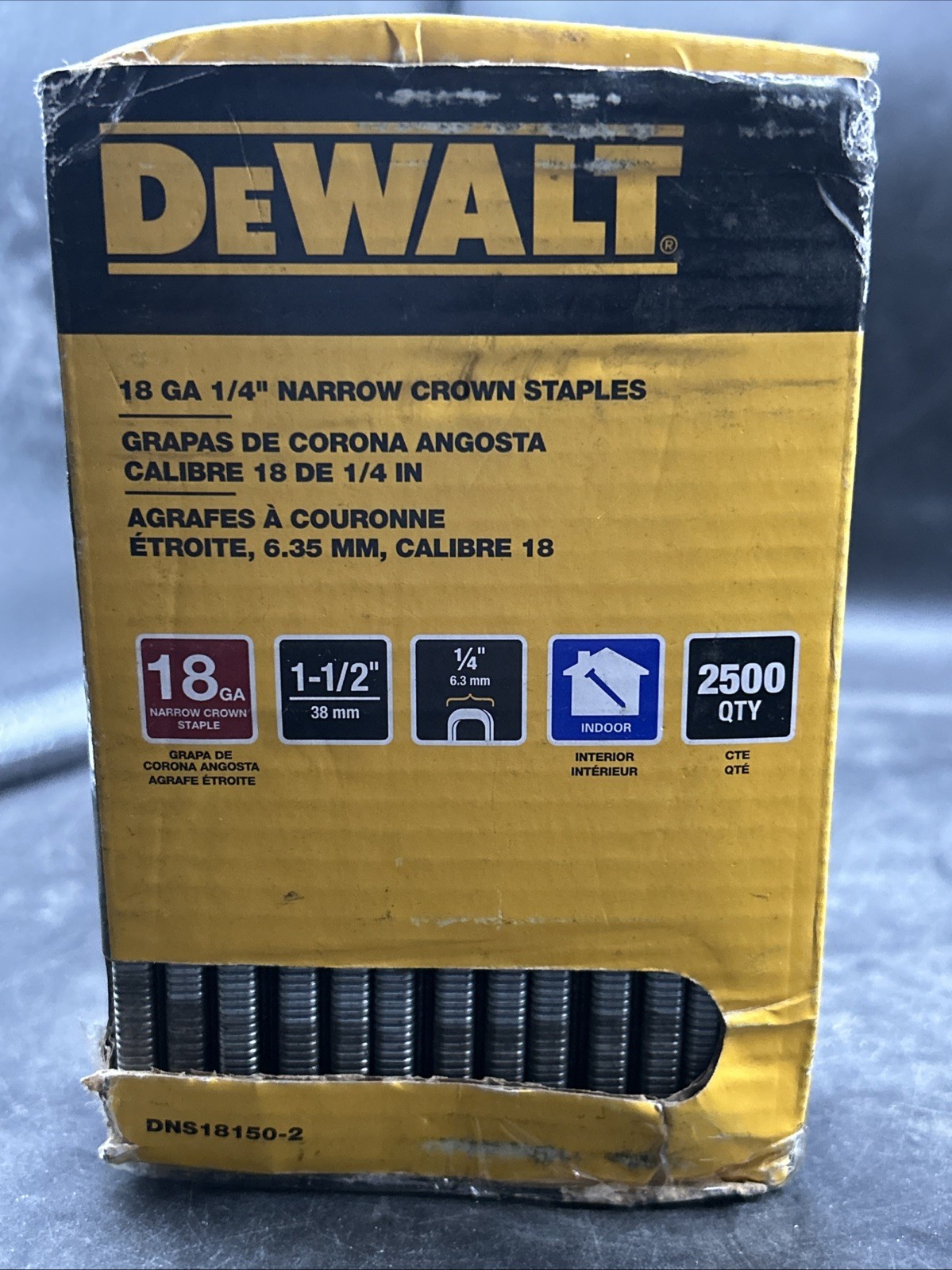 DeWalt 18 Gauge 1/4" Narrow Crown Staples 2500 Pack Indoor Use Genuine OEM