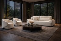 3 Sitzer Sofa 2X Sessel Wohnzimmer Stil Modern Farbe Weiß Praktisch