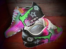 Nike Air Max 90/Custom Painted/White/Green/Pink/Mens/Womens