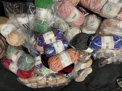 KNITTING ALLSORTS Job Lot Large Bundle Mixed striped flecked Knitting yarn Multi Colours 1500g