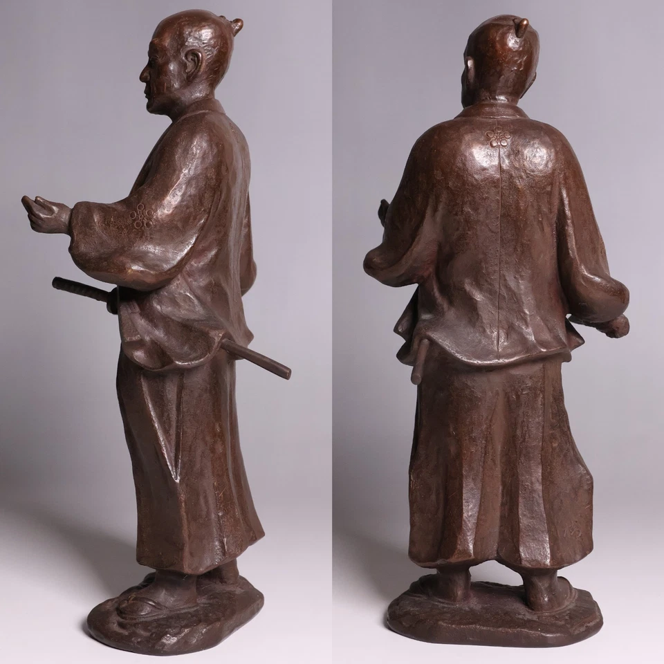 Japanese Bronze Samurai Maeda Masatoshi Statue 10inch 2nd Lord of Toyama Domain - Image 3 of 4