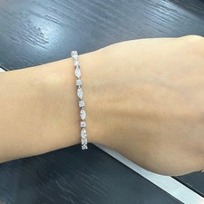 3.50Ct D/VVS Lab Grown Round & Marquise Diamond Tennis Bracelet In White Gold