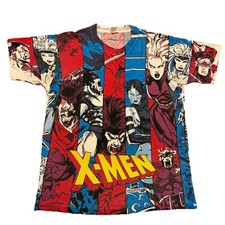 Marvel MEGA PRINT 1993 X-Men AOP Vintage Shirt Sz L Rare Wolverine Rogue Gambit