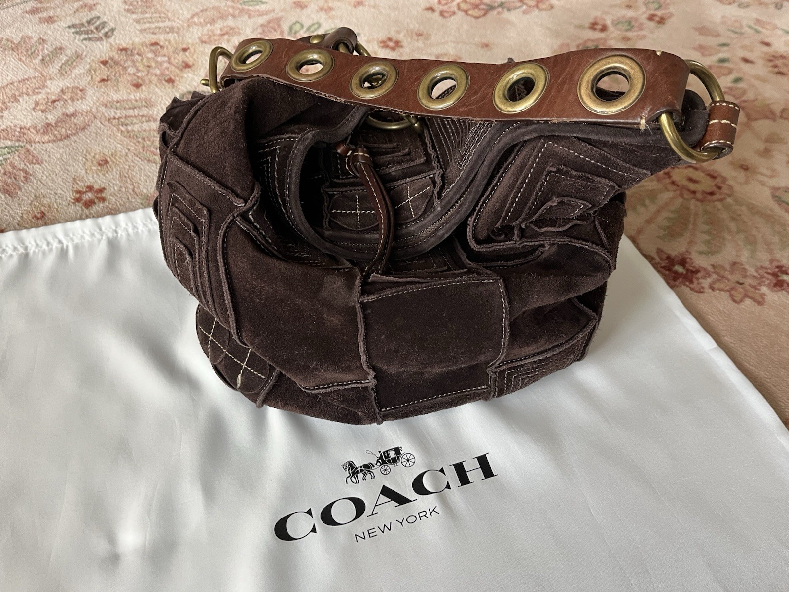 COACH Large Brown Suede Leather Patchwork Mosaic … - image 17