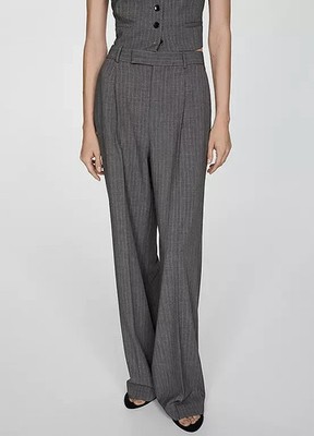 Mango Bowery graue Nadelstreifen maßgeschneiderte Hose Gr. XXL - UK 16 (fmn28-12)