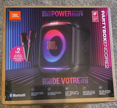 JBL PartyBox Encore 2 Portable Party Speaker Bundle with 2 Mics NIB Sealed