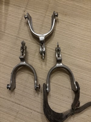 3 Vintage Western Cast Aluminum Cowboy Spurs 1 Pair Plus 1 Japan Hong Kong
