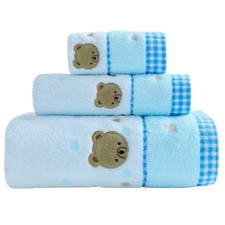 3 Piece Premium Bath Towel Set Cute Bear , 1 Bath Towel 1 Hand Towel 1 Washc...