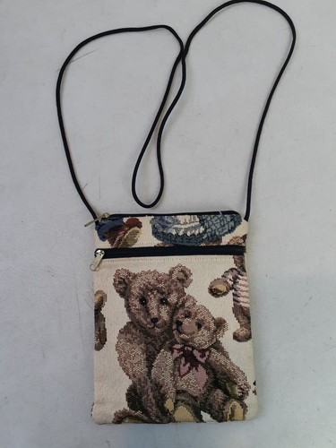 Handcrafted Crossbody Designer Purse 8"x6" Janine King Designs Teddy Bears Zip