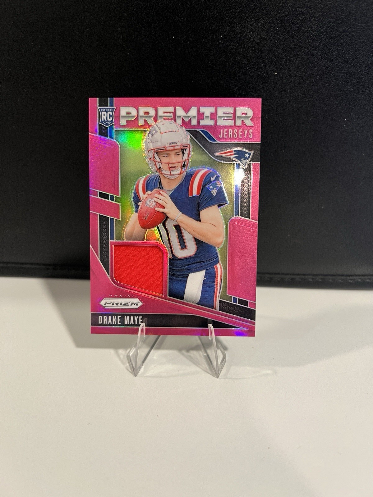 2024 Panini Prizm Drake Maye Rookie Premier Jerseys Patch Pink