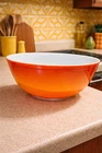 Vintage Pyrex 404 4Qt Flame Ombre Red Orange Mixing Bowl 1970s MCM USA