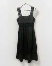 Black Lace Peasant Dress Size 6 SHEIN Sleeveless Cut Out Peekaboo Waist Ruffle