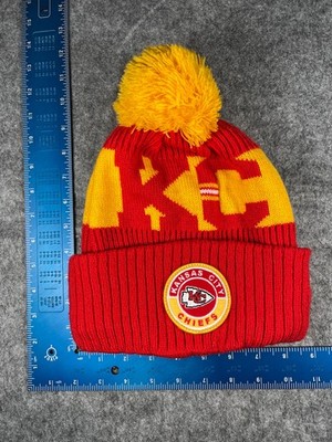 Kansas City Chiefs Beanie Toque Adult One Size Red Yellow NFL Wool Blend Pom