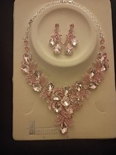 rhinestone necklace and earrings set
