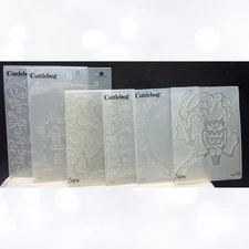 Cuttlebug Sizix HALLOWEEN Haunted House Owl Bats Embossing Folders Lot